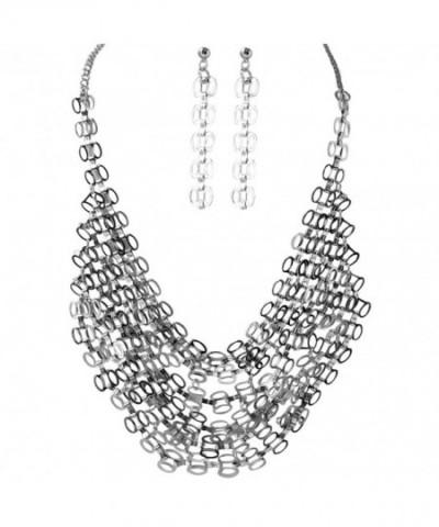 Silvertone Multilayered Chainmaille Necklace Earring